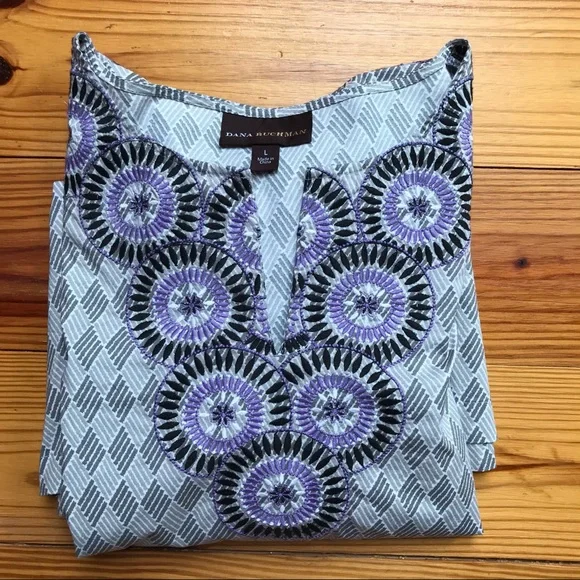 Dana Bachman Purple Embroidered Tunic Top, EUC, L - Picture 15 of 15